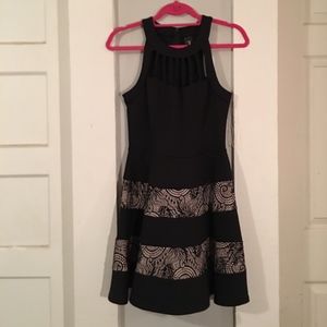 Black Cutout Lace Patterned Dress NWOT